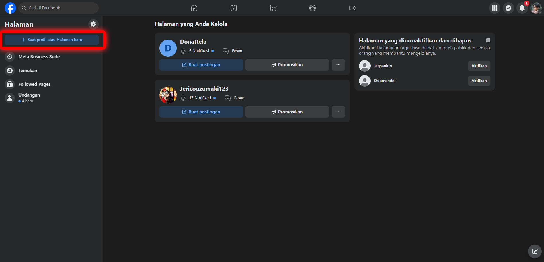 halaman baru facebook