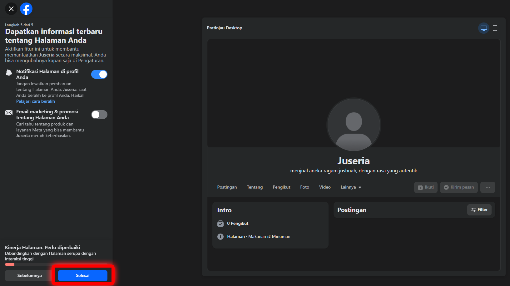 lengkapi data 3 facebook