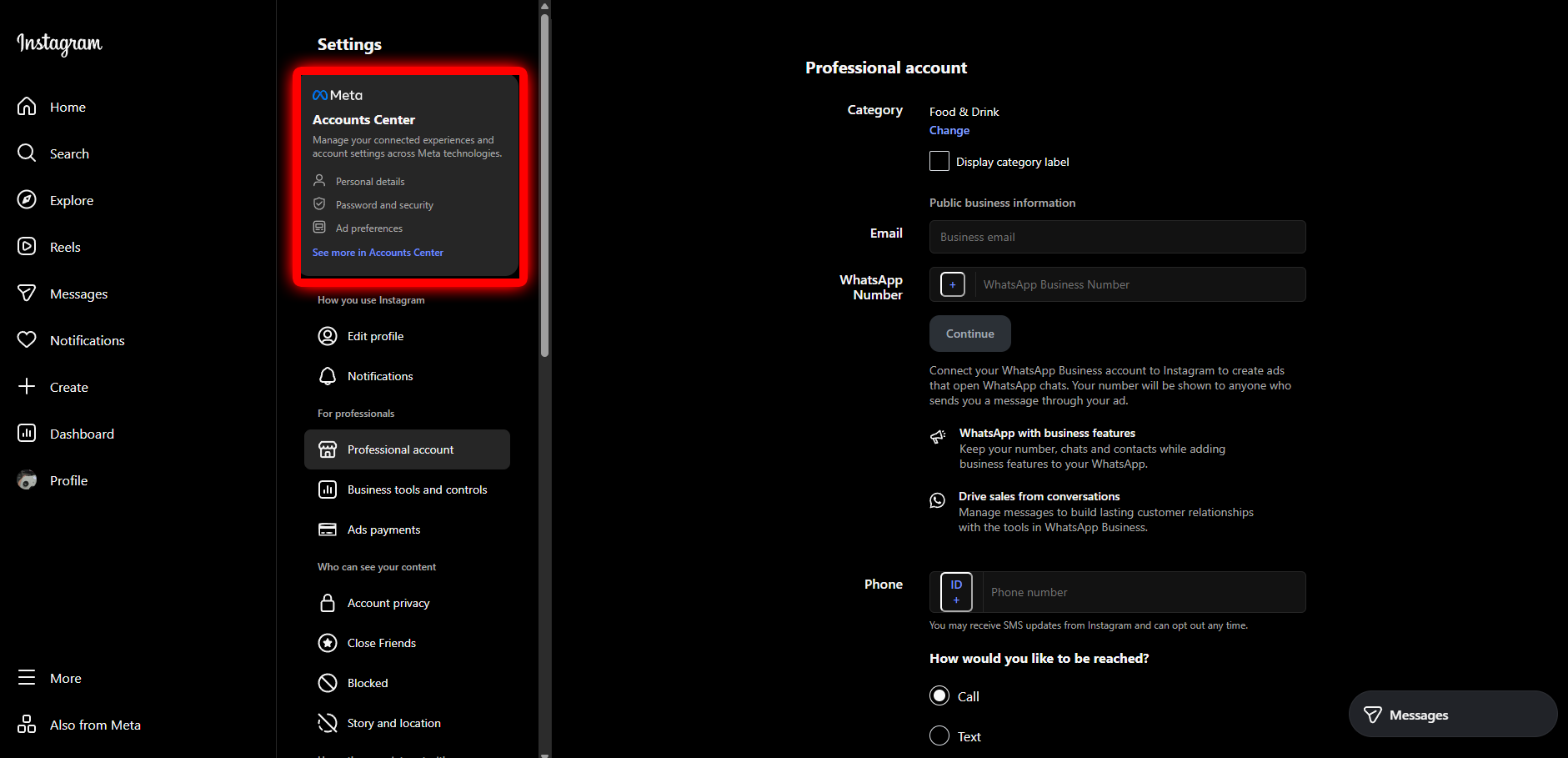meta accounts center